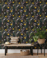 Dark Blooming Floral Wallpaper