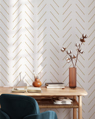 Beige Herringbone Wallpaper