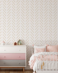 Beige Herringbone Wallpaper