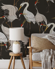 Japanese Cranes Peel and Stick Wallpaper