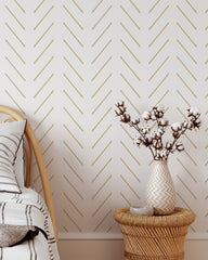 Beige Herringbone Wallpaper