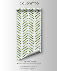 Green Herringbone Wallpaper