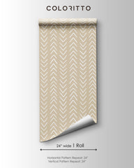 Classic Beige Herringbone Wallpaper