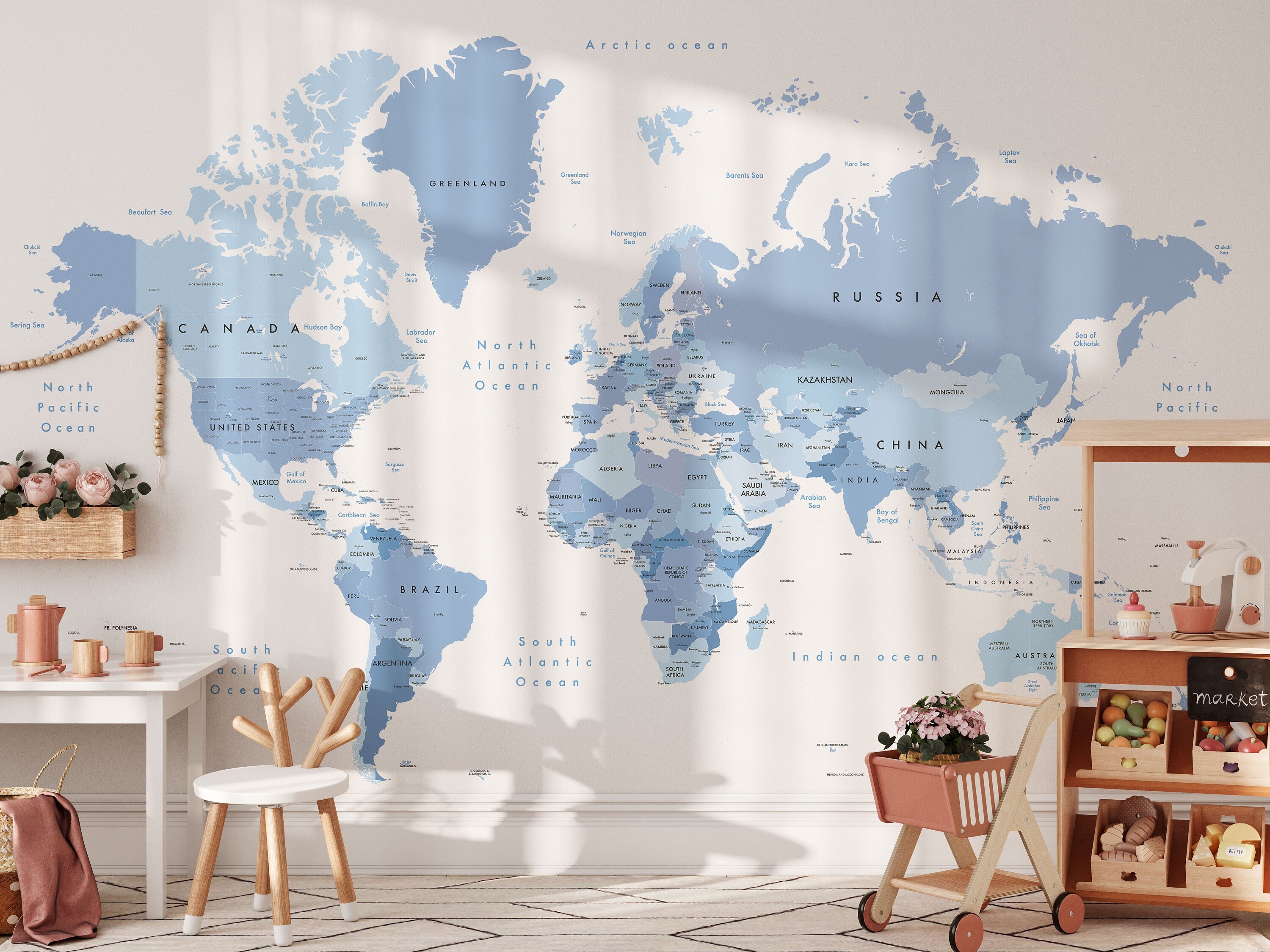 Large Blue Map Blue Large World Map Wallpaper – Coloritto