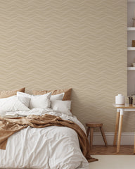 Beige Linear Waves Peel and Stick Wallpaper