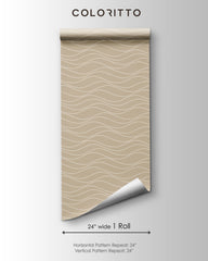 Beige Linear Waves Peel and Stick Wallpaper